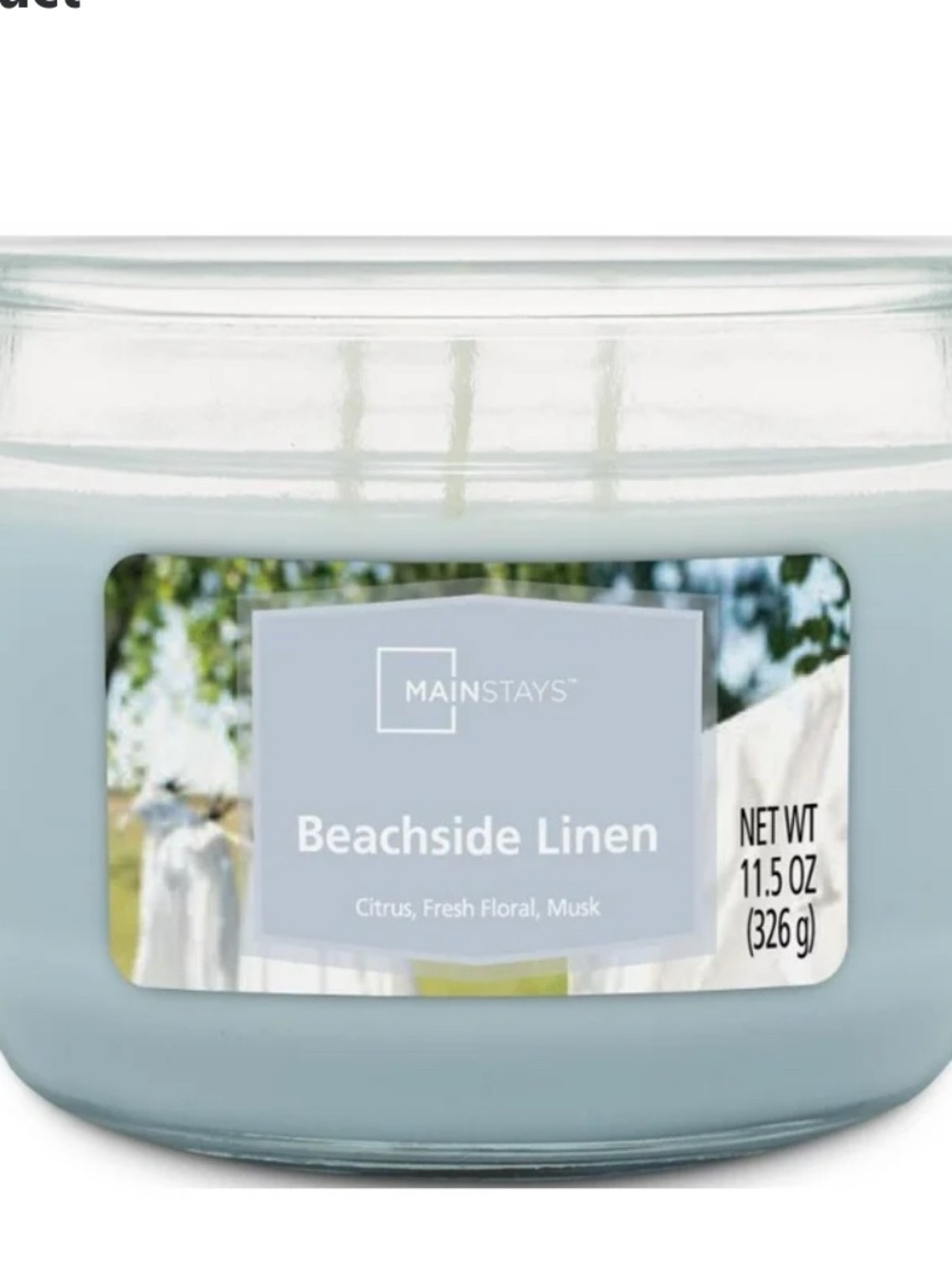 Mainstays Beachside Linen Scented Candle - Pale Blue